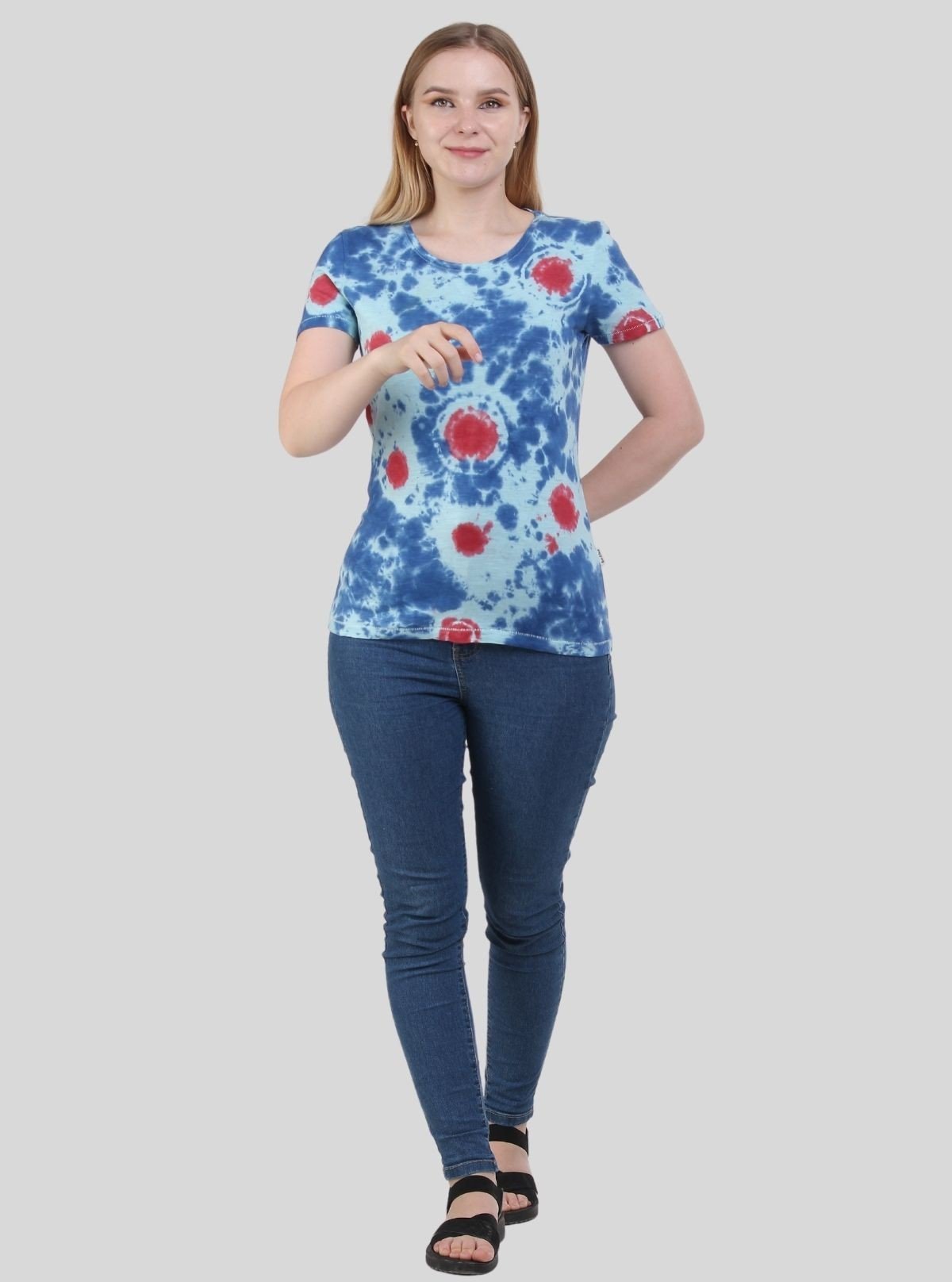 Women's Red Dot Tie and Dye Crew Neck Cotton Jersey Short Sleeve T-Shirt by Boer and Fitch - Boer and Fitch