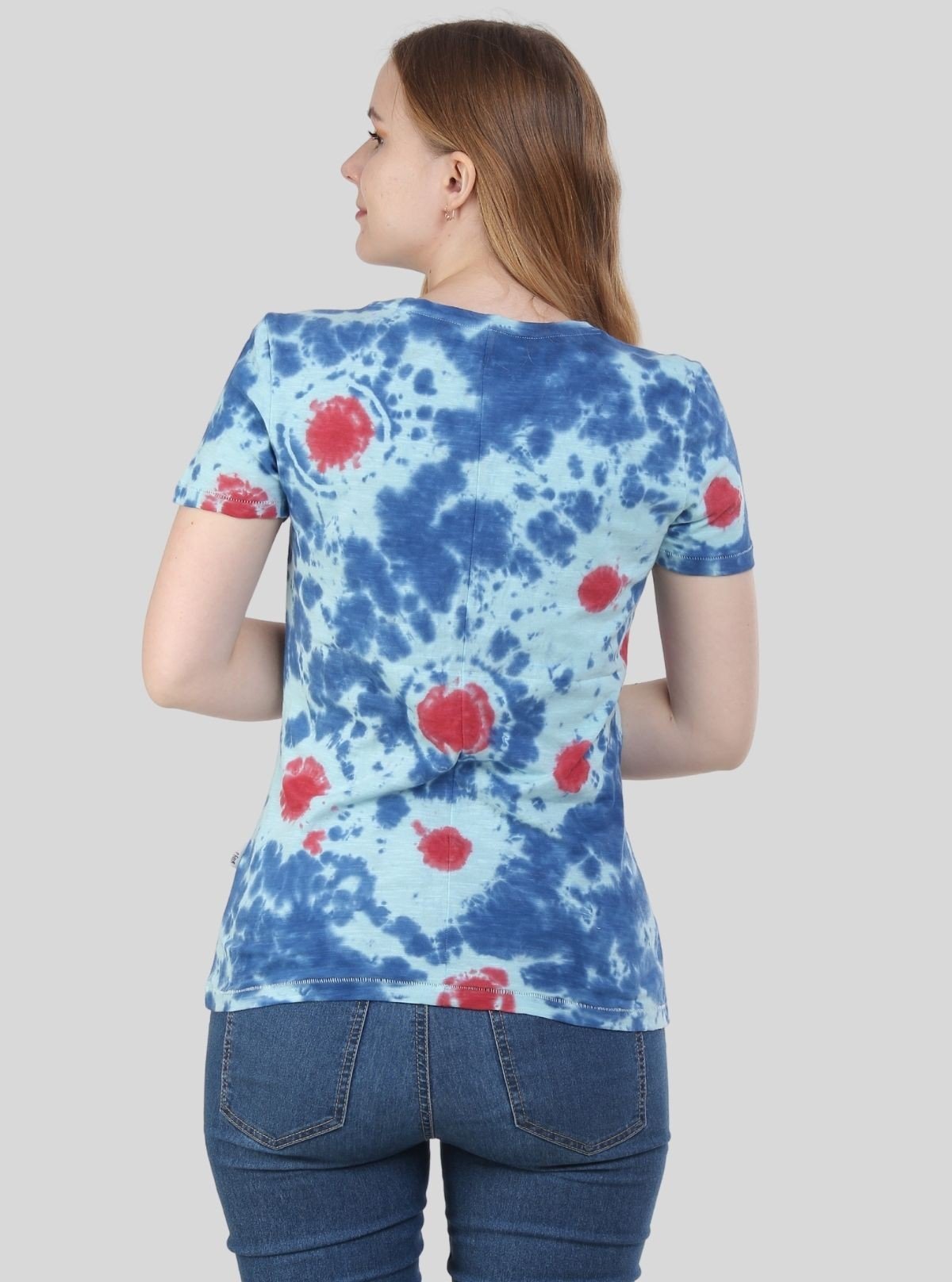 Women's Red Dot Tie and Dye Crew Neck Cotton Jersey Short Sleeve T-Shirt by Boer and Fitch - Boer and Fitch