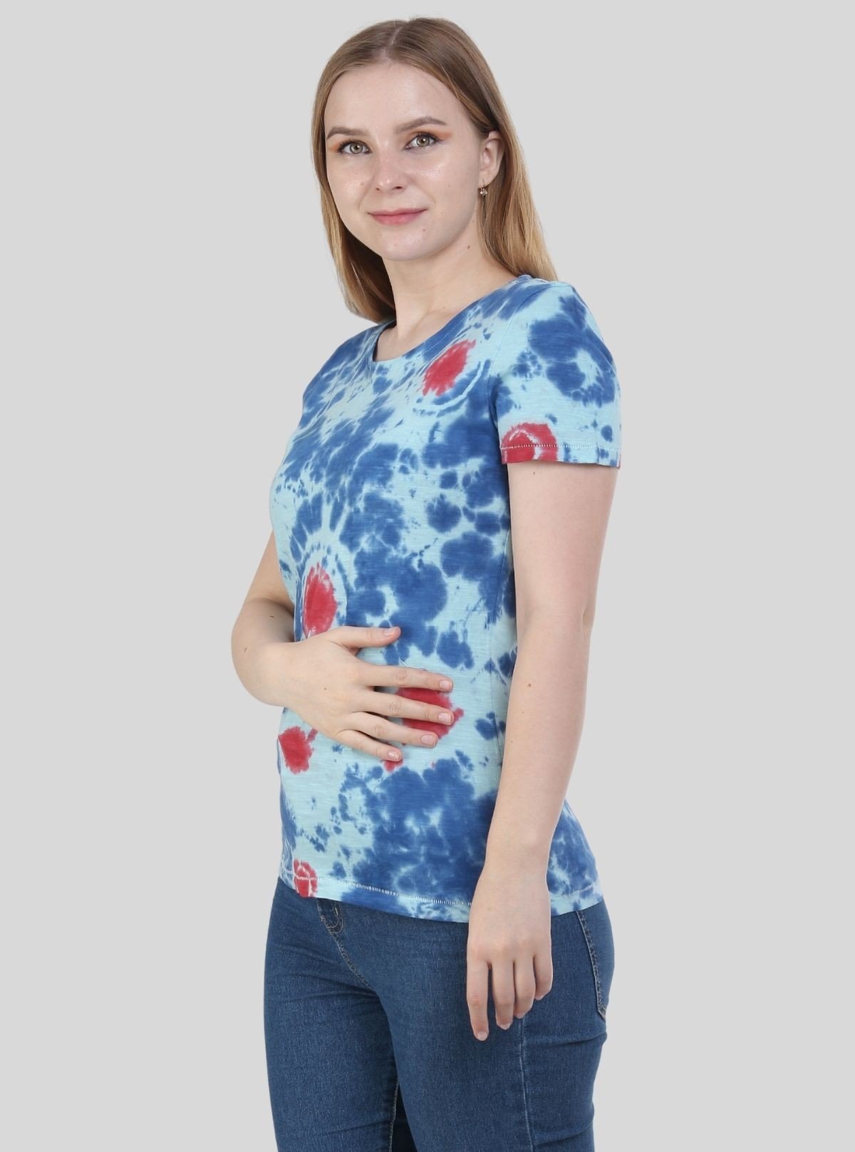 Women's Red Dot Tie and Dye Crew Neck Cotton Jersey Short Sleeve T-Shirt by Boer and Fitch - Boer and Fitch