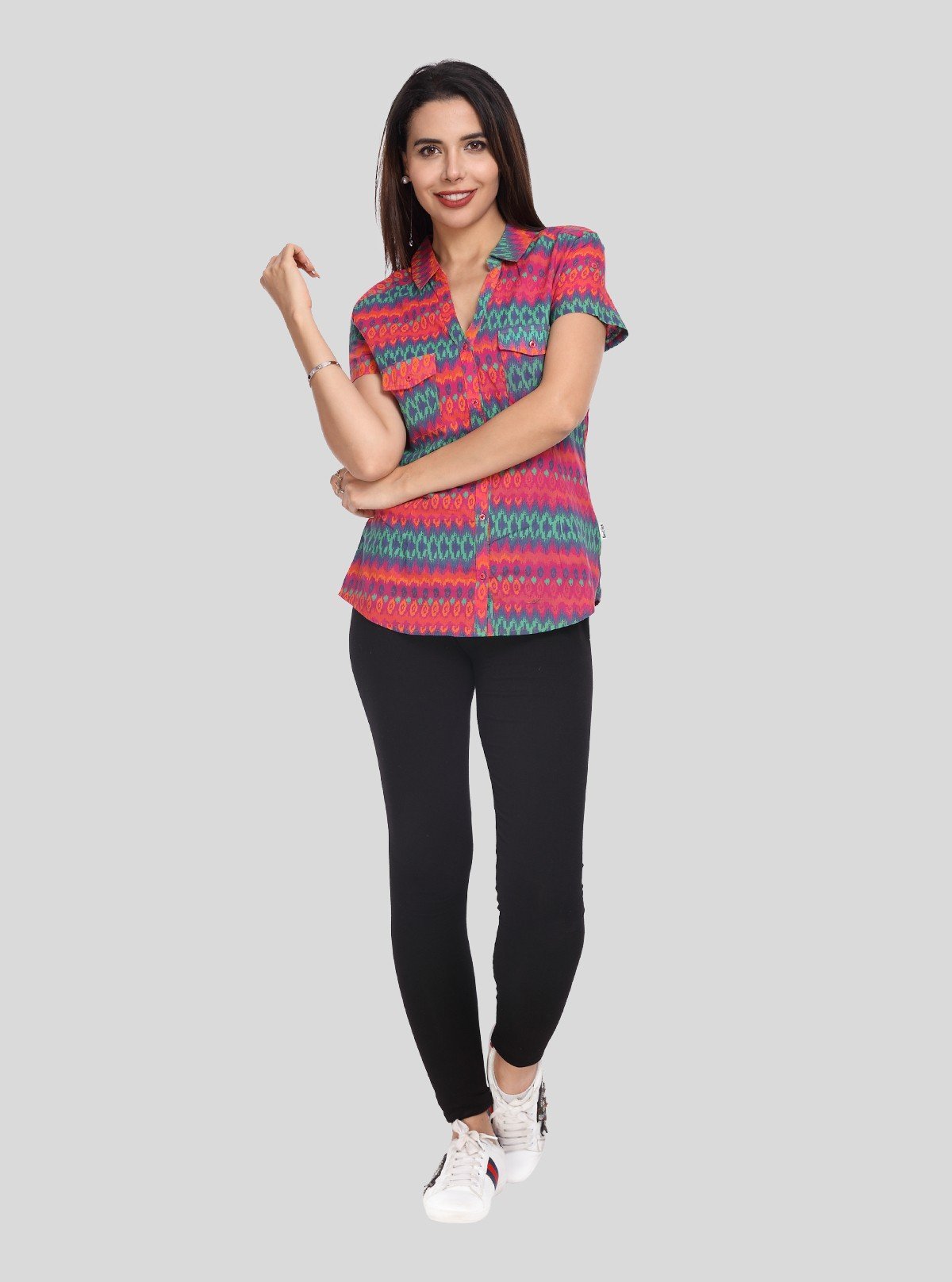 Women’s Red Graphic Print Short Sleeve Shirt – Boer and Fitch - Boer and Fitch
