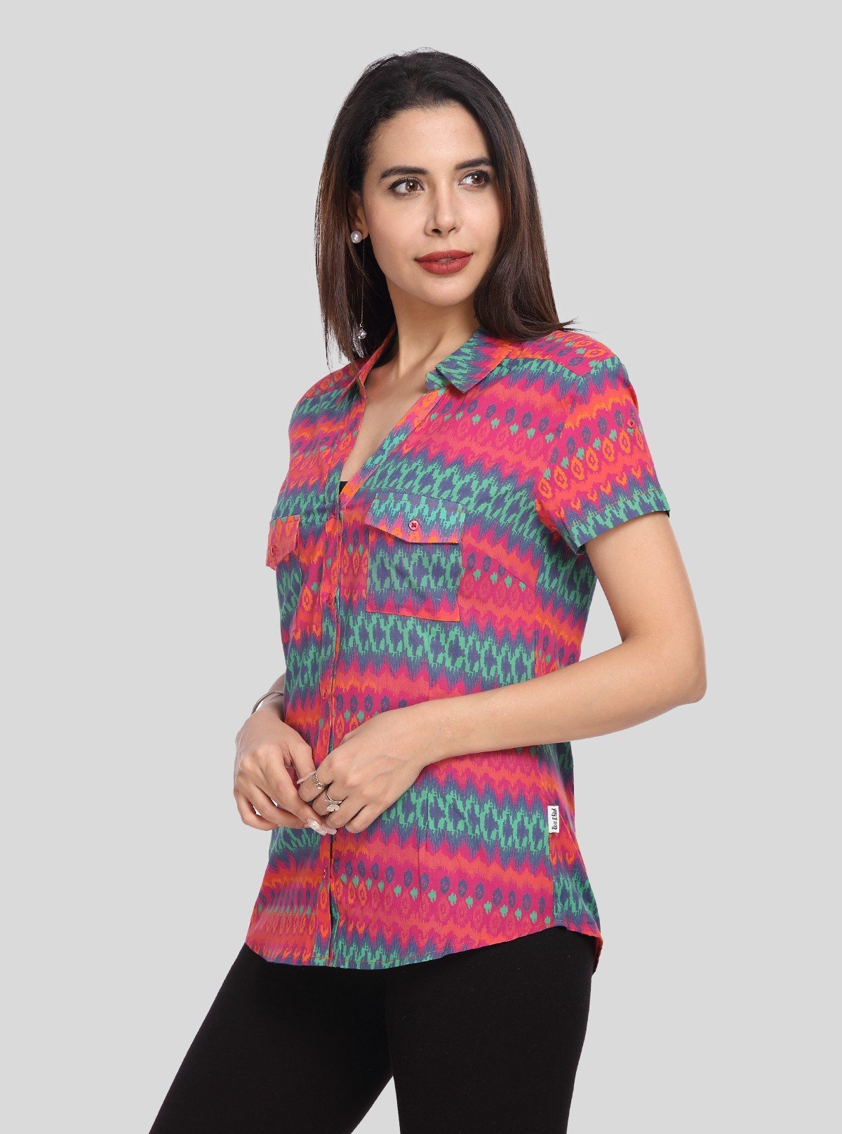 Women’s Red Graphic Print Short Sleeve Shirt – Boer and Fitch - Boer and Fitch