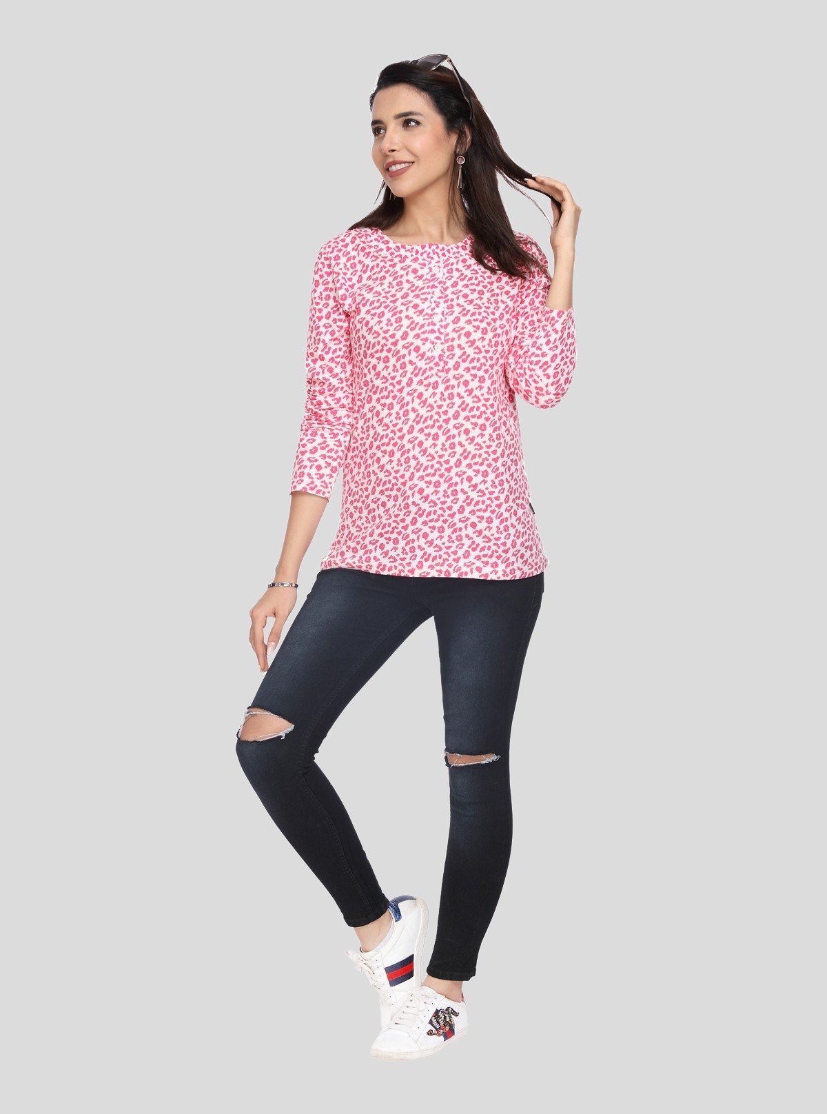 Women's Red Printed Full Sleeve Top – Bold Style with All - Day Comfort - Boer and Fitch