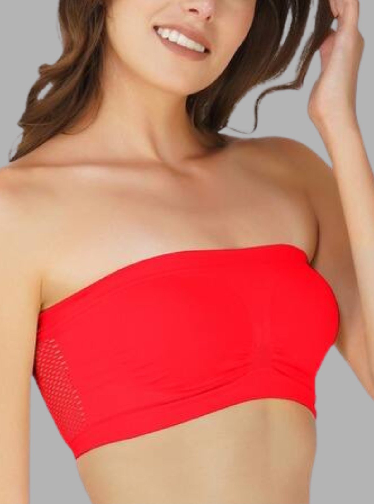 Women’s Red Tube Bra in Cotton Elastane – Bold, Seamless Strapless Comfort - Boer and Fitch