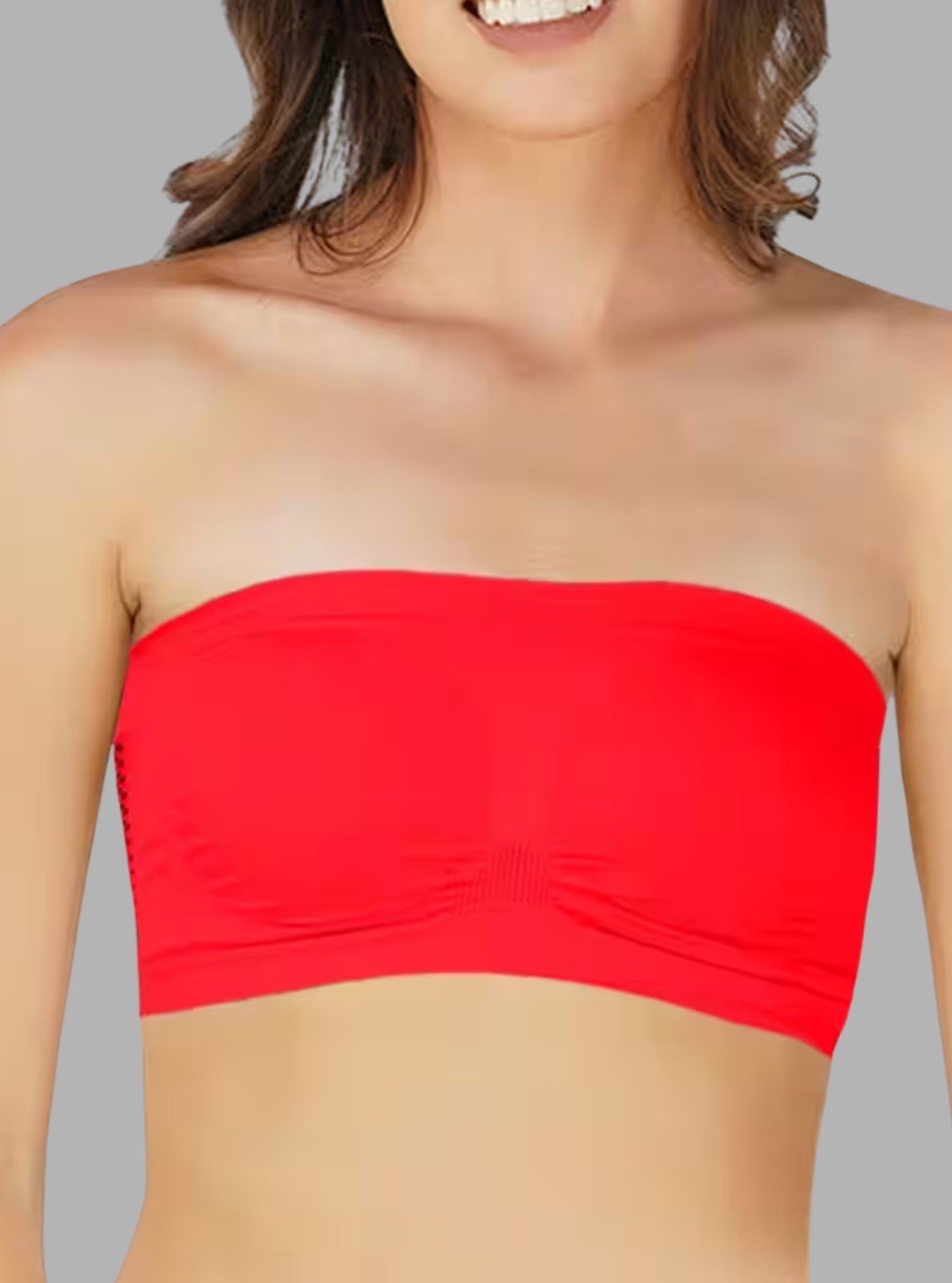Women’s Red Tube Bra in Cotton Elastane – Bold, Seamless Strapless Comfort - Boer and Fitch