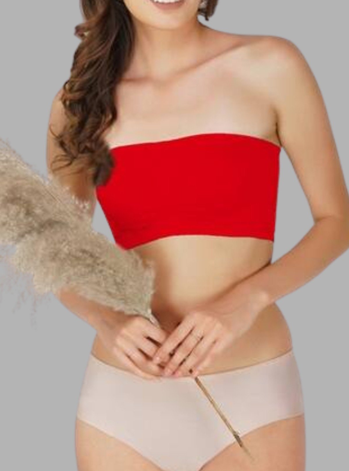 Women’s Red Tube Bra in Cotton Elastane – Bold, Seamless Strapless Comfort - Boer and Fitch