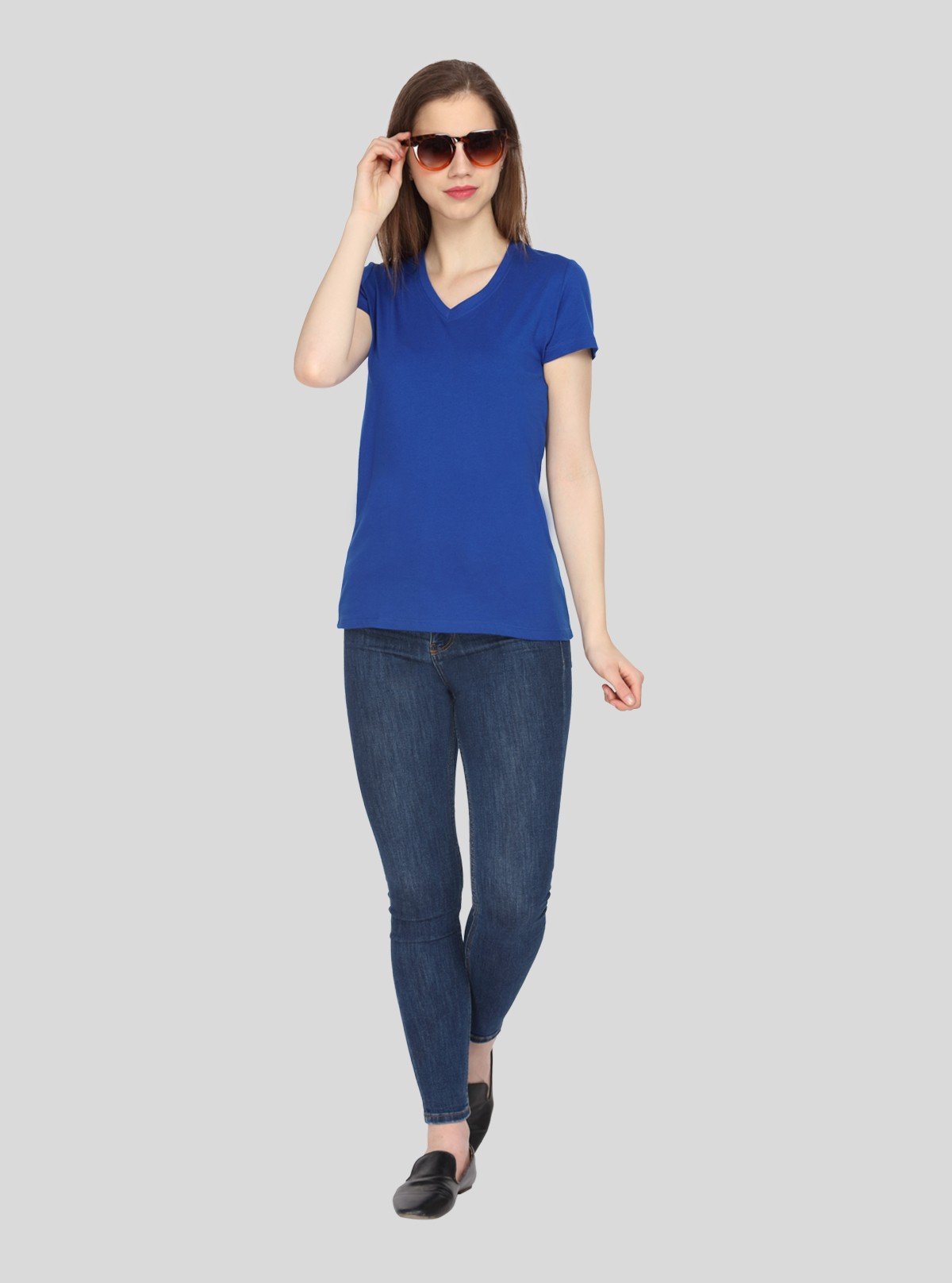 Women’s Royal Blue V - Neck T-Shirt – Casual Cotton Tee | Boer & Fitch - Boer and Fitch