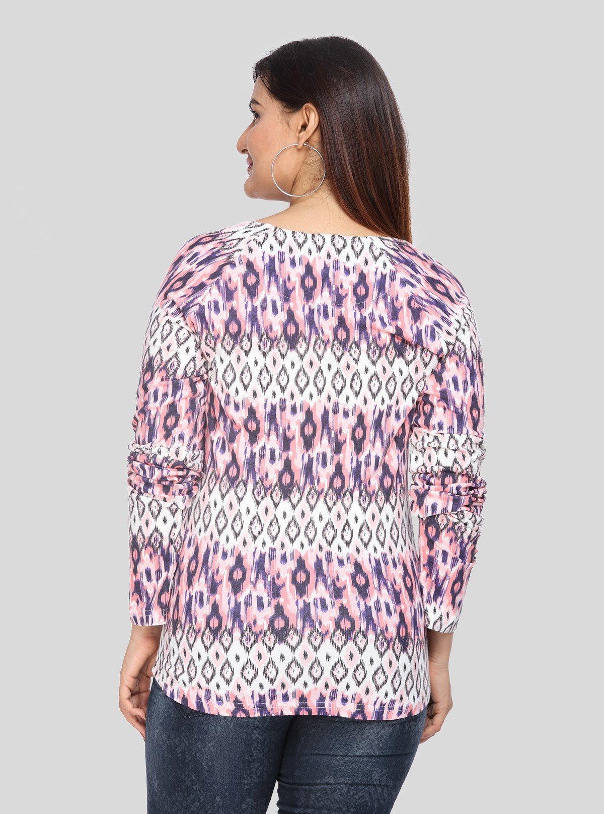 Women's Scoop Neck Graphic Print Long Sleeve Cotton Jersey Top - Boer and Fitch