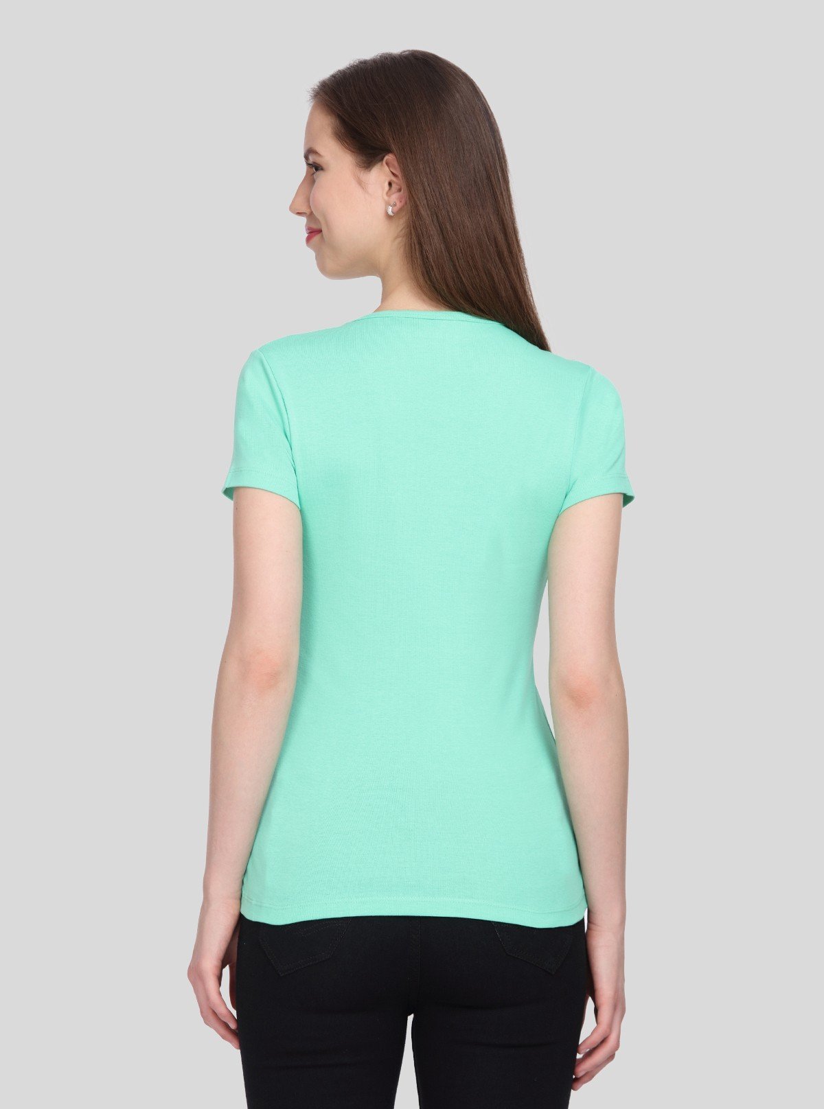 Women's Sea Green Crew Neck Cotton ribbed Short Sleeve T-Shirt by Boer and Fitch - Boer and Fitch