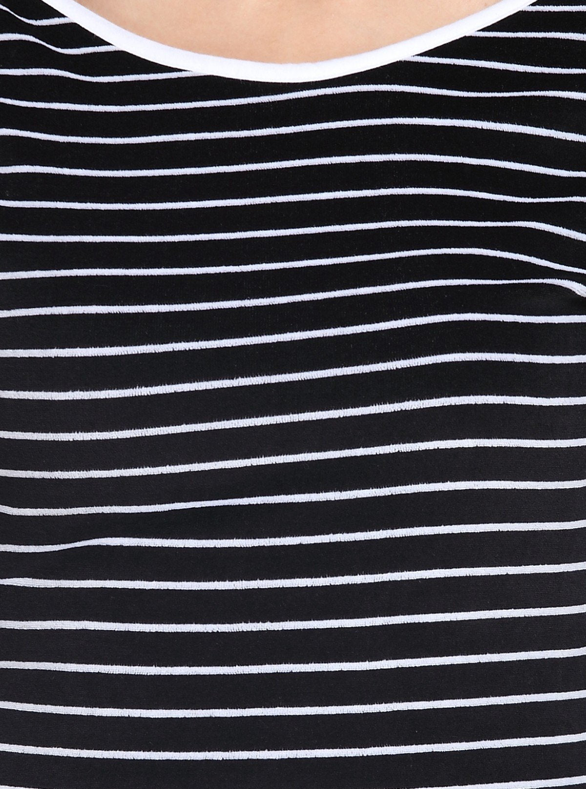 Women’s Segments Navy Stripe Velour Sweat Top in Cotton - Poly Blend - Boer and Fitch