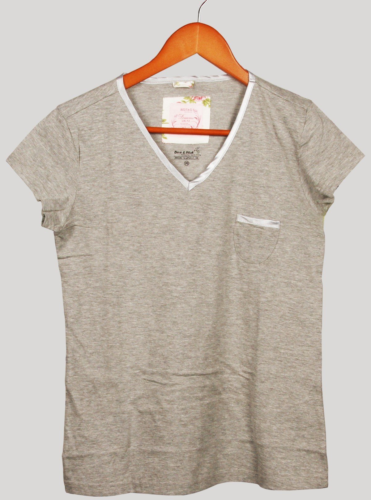 Women’s Short Sleeve Grey Melange V - Neck T-Shirt – Stylish & Comfortable | Boer & Fitch - Boer and Fitch