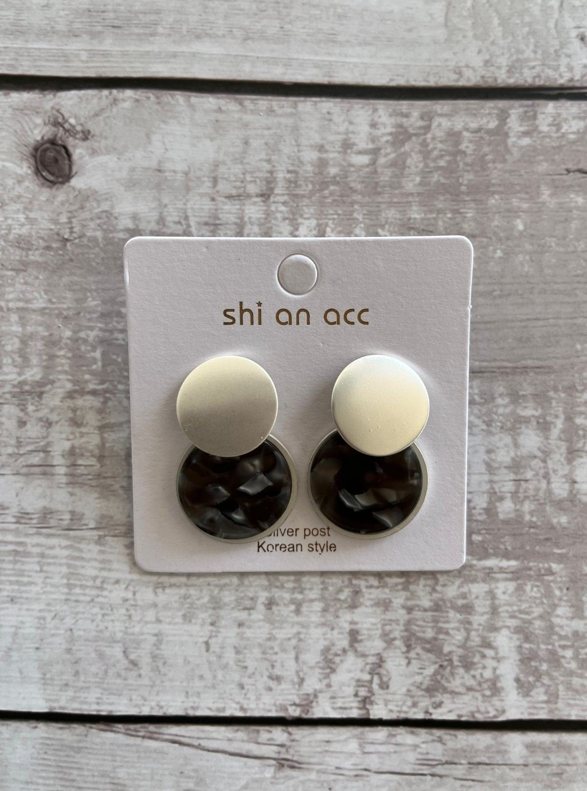 Women’s Silver & Marble Geometric Earrings – Modern Chic Elegance - Boer and Fitch
