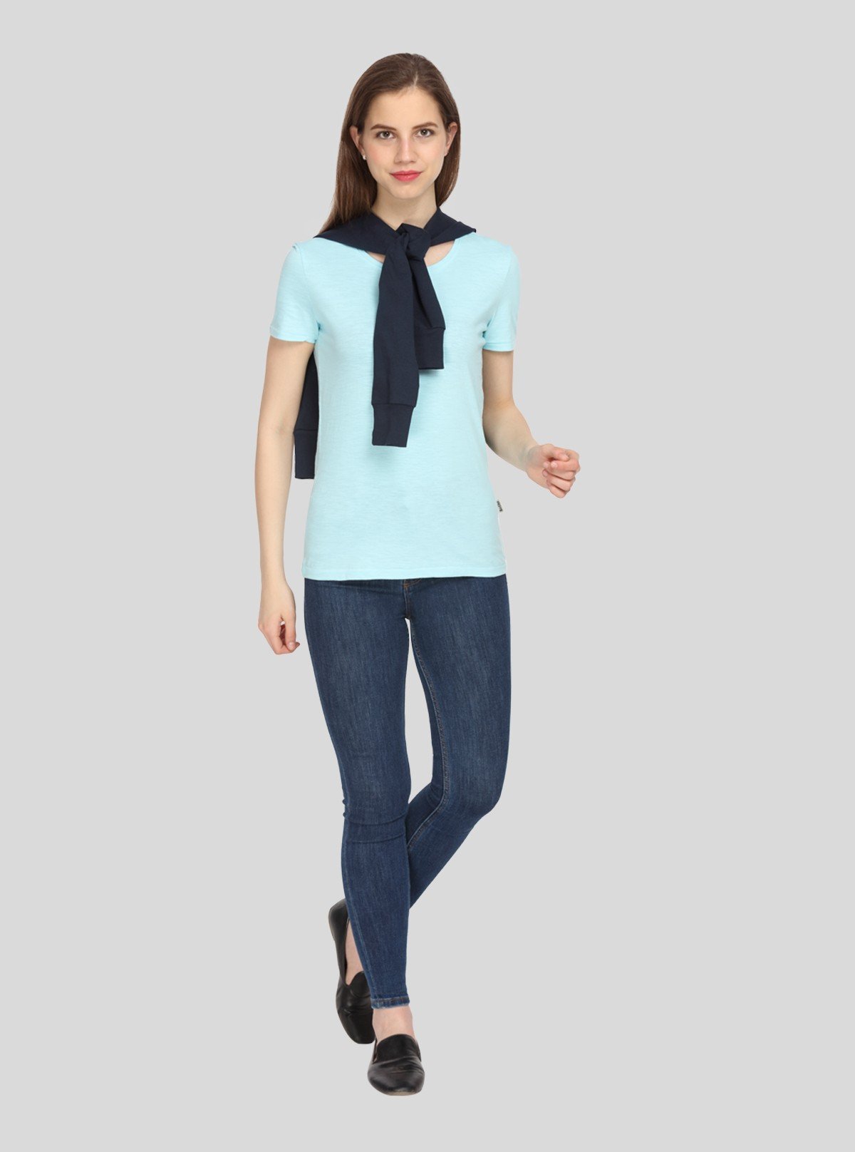 Women's Sky Blue Crew Neck Cotton Slub Jersey Short Sleeve T-Shirt by Boer and Fitch - Boer and Fitch