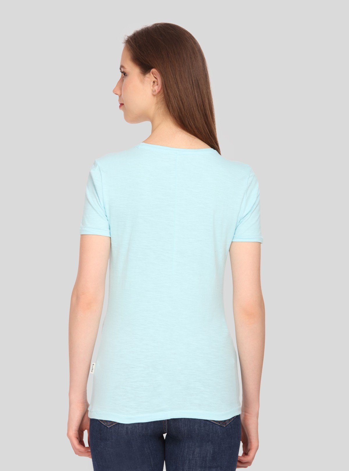 Women's Sky Blue Crew Neck Cotton Slub Jersey Short Sleeve T-Shirt by Boer and Fitch - Boer and Fitch