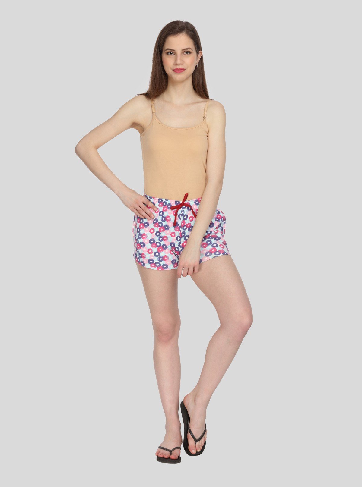 Women’s Sky Blue & Purple Printed Cotton Jersey Shorts – Soft, Bold & Breezy Fit - Boer and Fitch