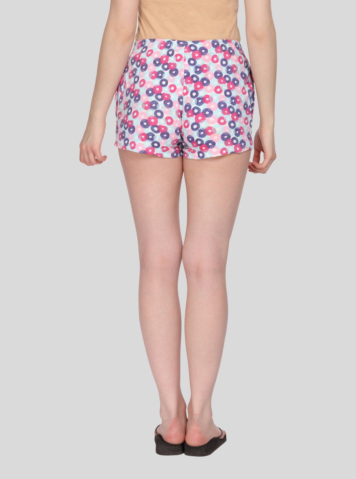 Women’s Sky Blue & Purple Printed Cotton Jersey Shorts – Soft, Bold & Breezy Fit - Boer and Fitch