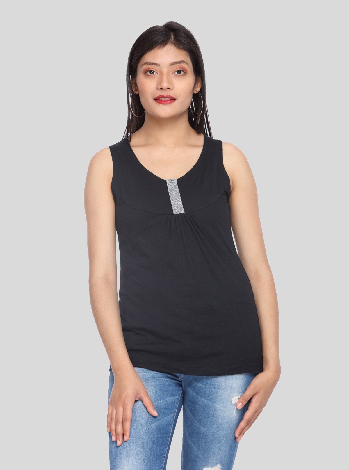 Women’s Sleeveless Black Cotton Jersey Top – Elegant Casual by Boer and Fitch - Boer and Fitch