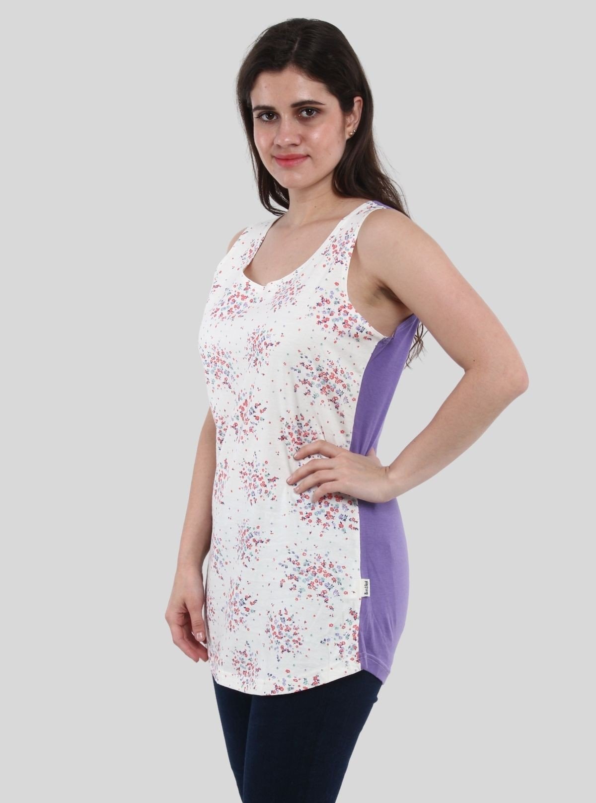 Women’s Sleeveless Purple Artistic Print Top – Boer and Fitch - Boer and Fitch
