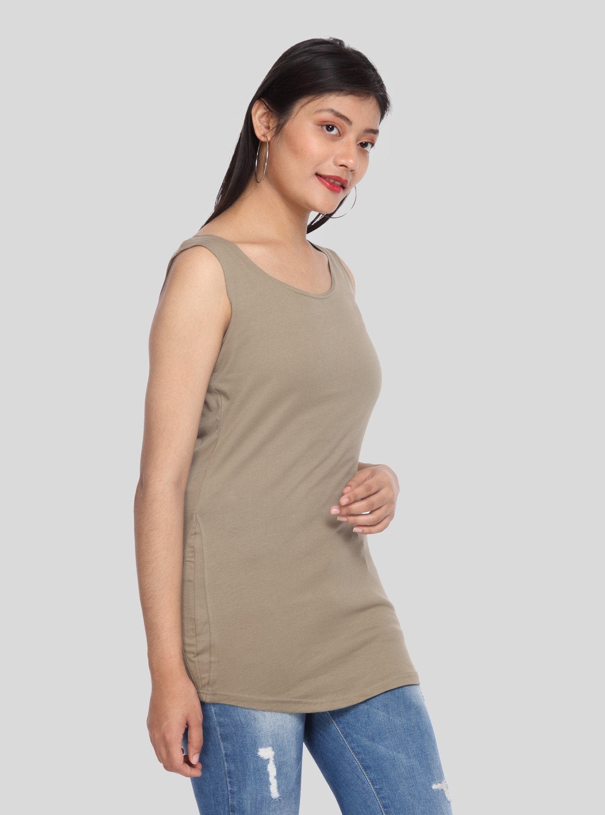 Women’s Solid Brown Sleeveless Stretch Top – Boer and Fitch - Boer and Fitch