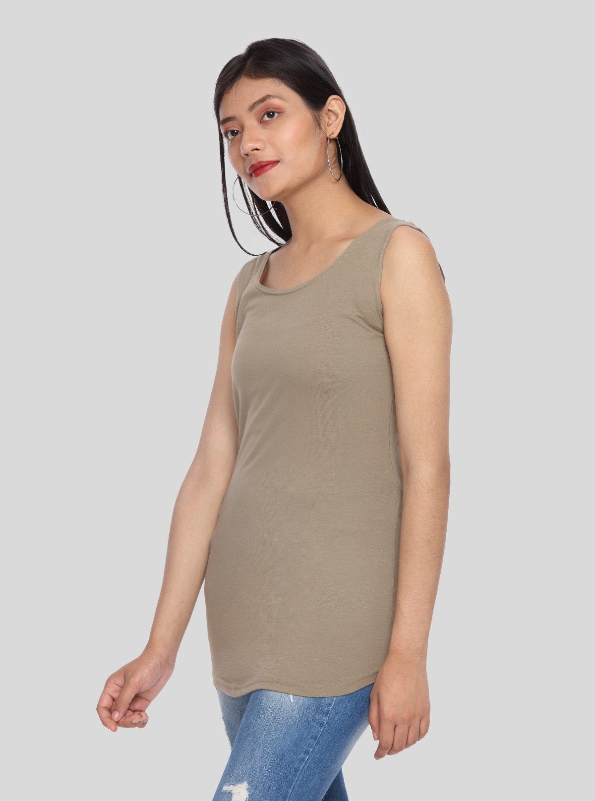 Women’s Solid Brown Sleeveless Stretch Top – Boer and Fitch - Boer and Fitch