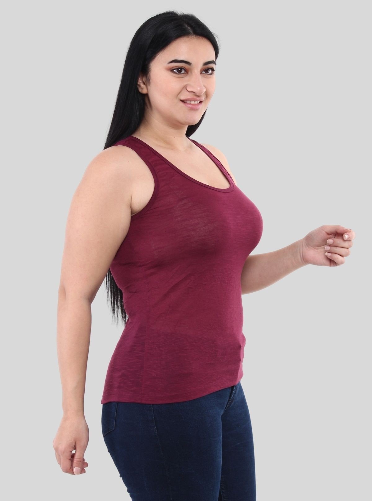 Women’s Solid Burgundy Sleeveless Top – Boer and Fitch - Boer and Fitch