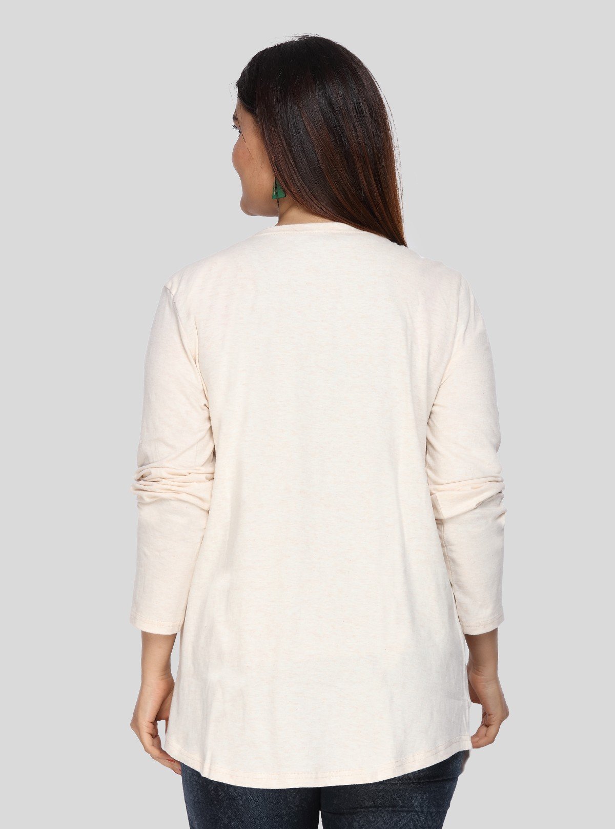 Women's Solid Cream Cotton Melange Shrug – Light Layer for Everyday Style - Boer and Fitch