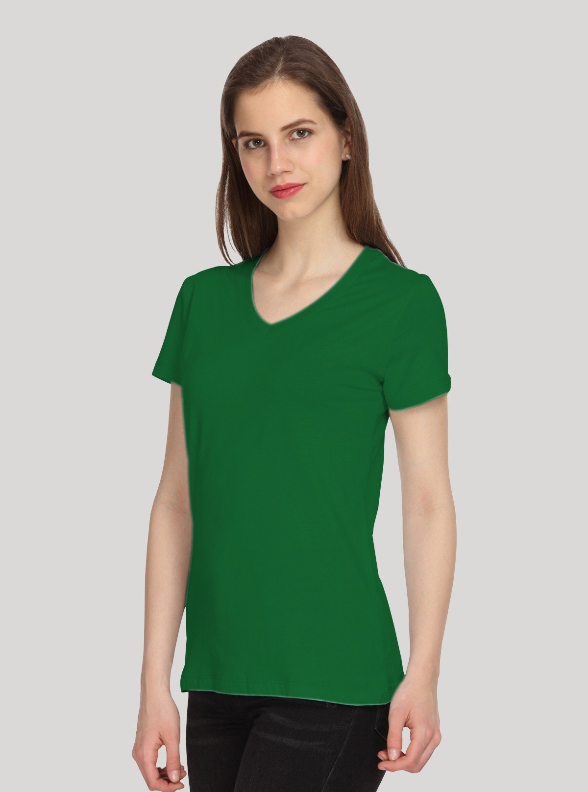 Women’s Solid Green V - Neck T-Shirt – Stylish Everyday Wear | Boer & Fitch - Boer and Fitch