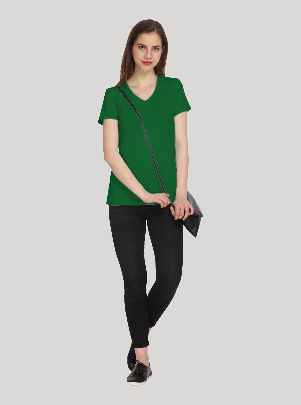 Women’s Solid Green V - Neck T-Shirt – Stylish Everyday Wear | Boer & Fitch - Boer and Fitch