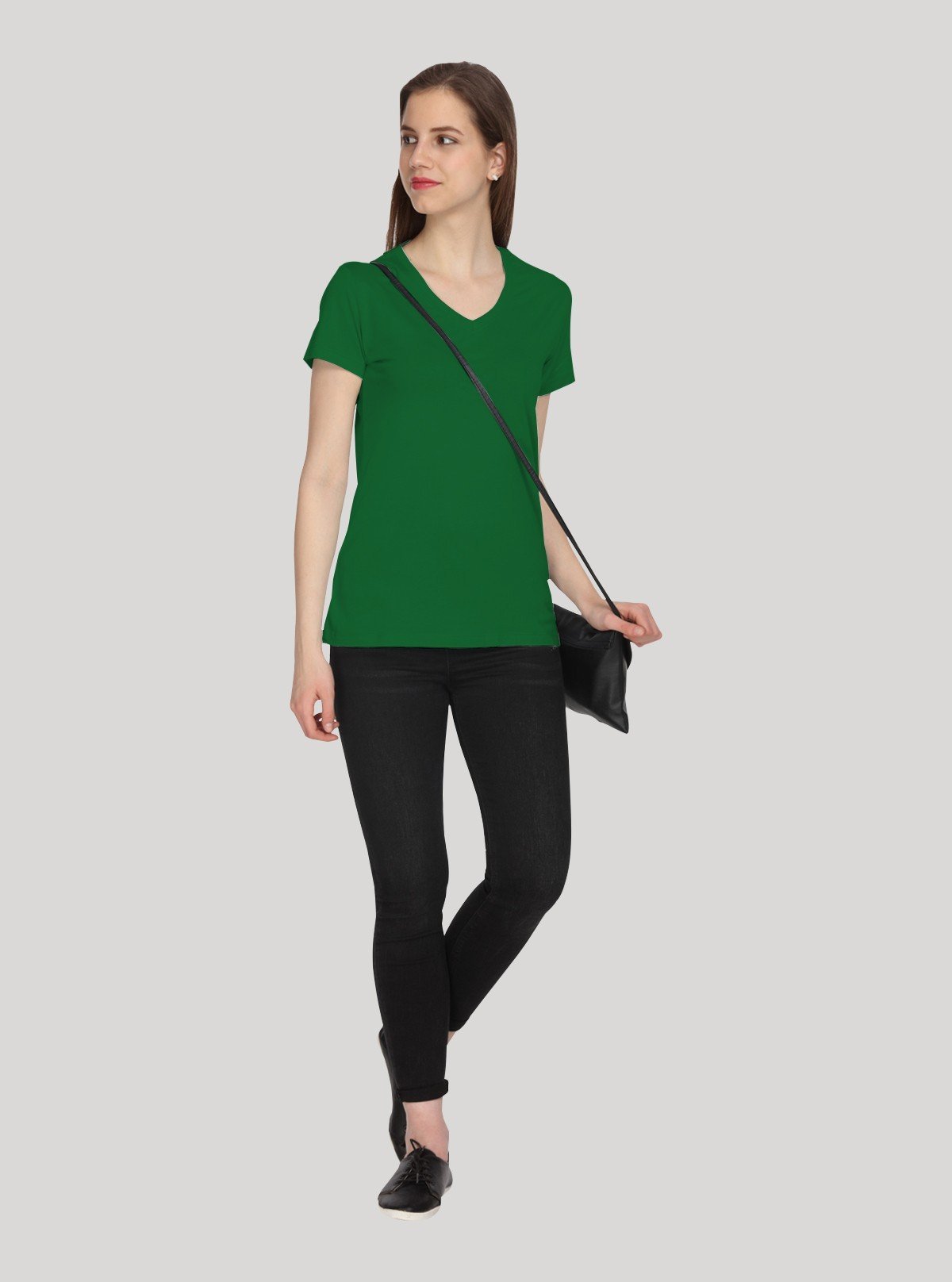 Women’s Solid Green V - Neck T-Shirt – Stylish Everyday Wear | Boer & Fitch - Boer and Fitch