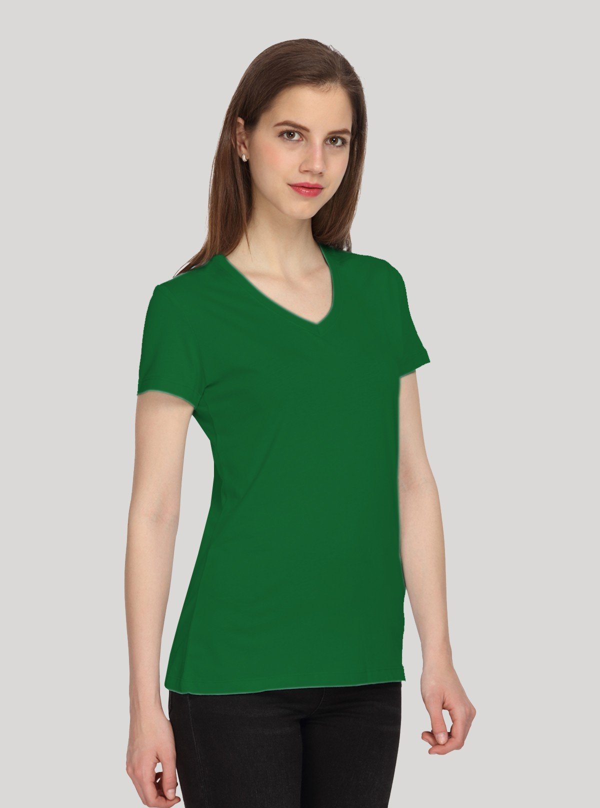 Women’s Solid Green V - Neck T-Shirt – Stylish Everyday Wear | Boer & Fitch - Boer and Fitch