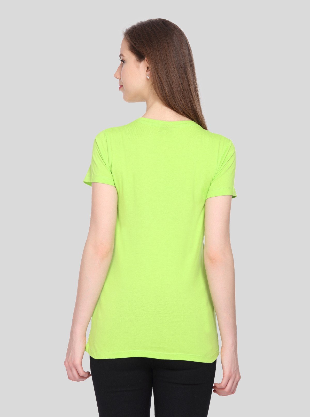 Women’s Solid Lime V - Neck T-Shirt – Casual Cotton Tee | Boer & Fitch - Boer and Fitch