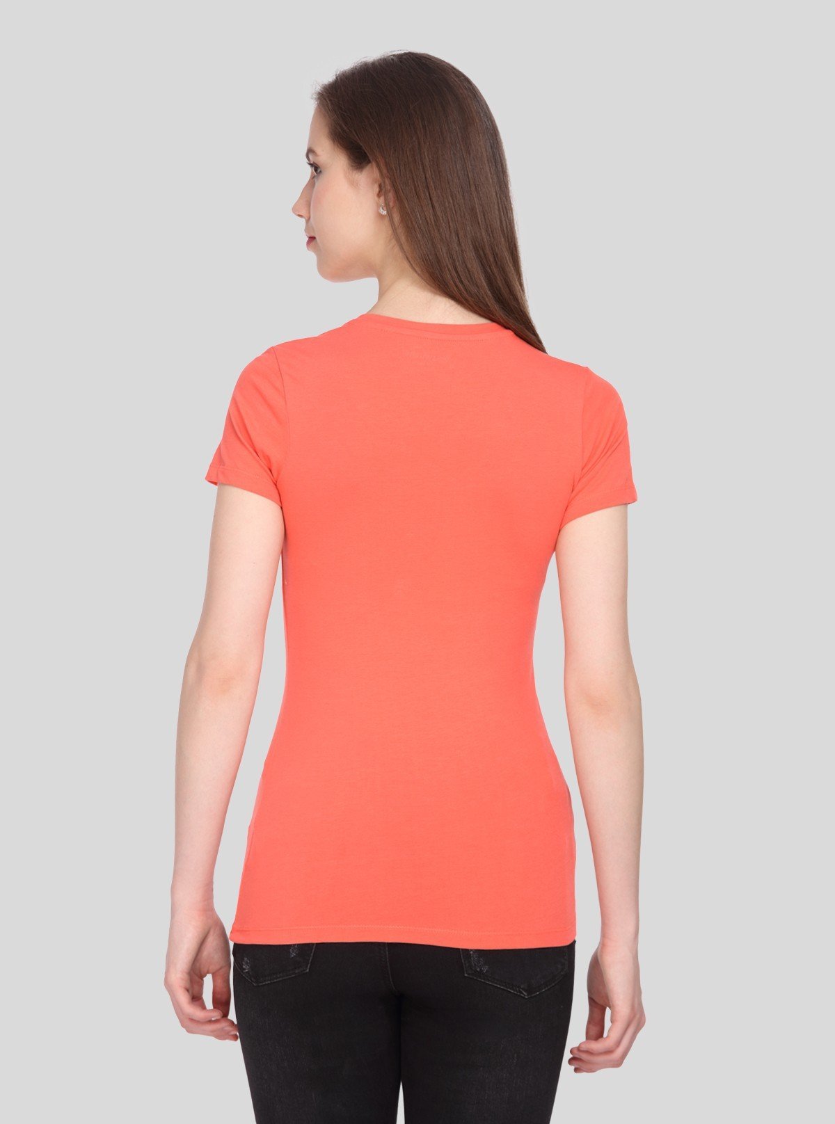 Women’s Solid Orange V - Neck T-Shirt – Casual Cotton Tee | Boer & Fitch - Boer and Fitch