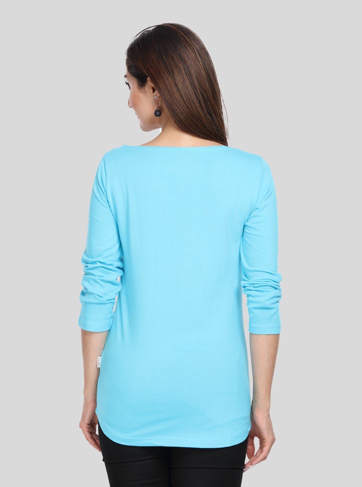 Women's Solid Pastel Blue Top – Minimal Chic with Soft Comfort - Boer and Fitch