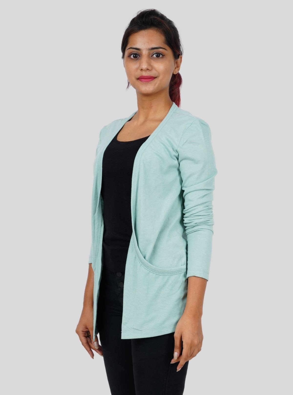 Women's Solid Pastel Green Shrug in 100% Cotton – Lightweight Everyday Layer - Boer and Fitch