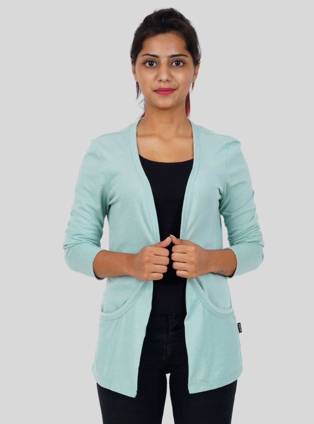 Women's Solid Pastel Green Shrug in 100% Cotton – Lightweight Everyday Layer - Boer and Fitch