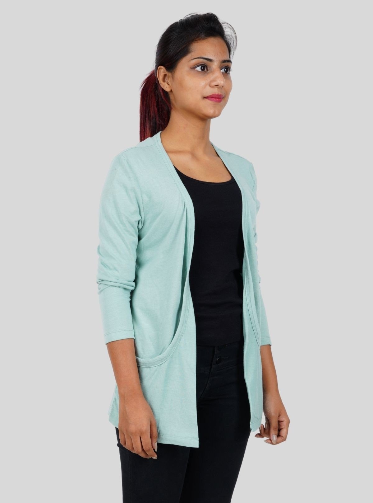 Women's Solid Pastel Green Shrug in 100% Cotton – Lightweight Everyday Layer - Boer and Fitch