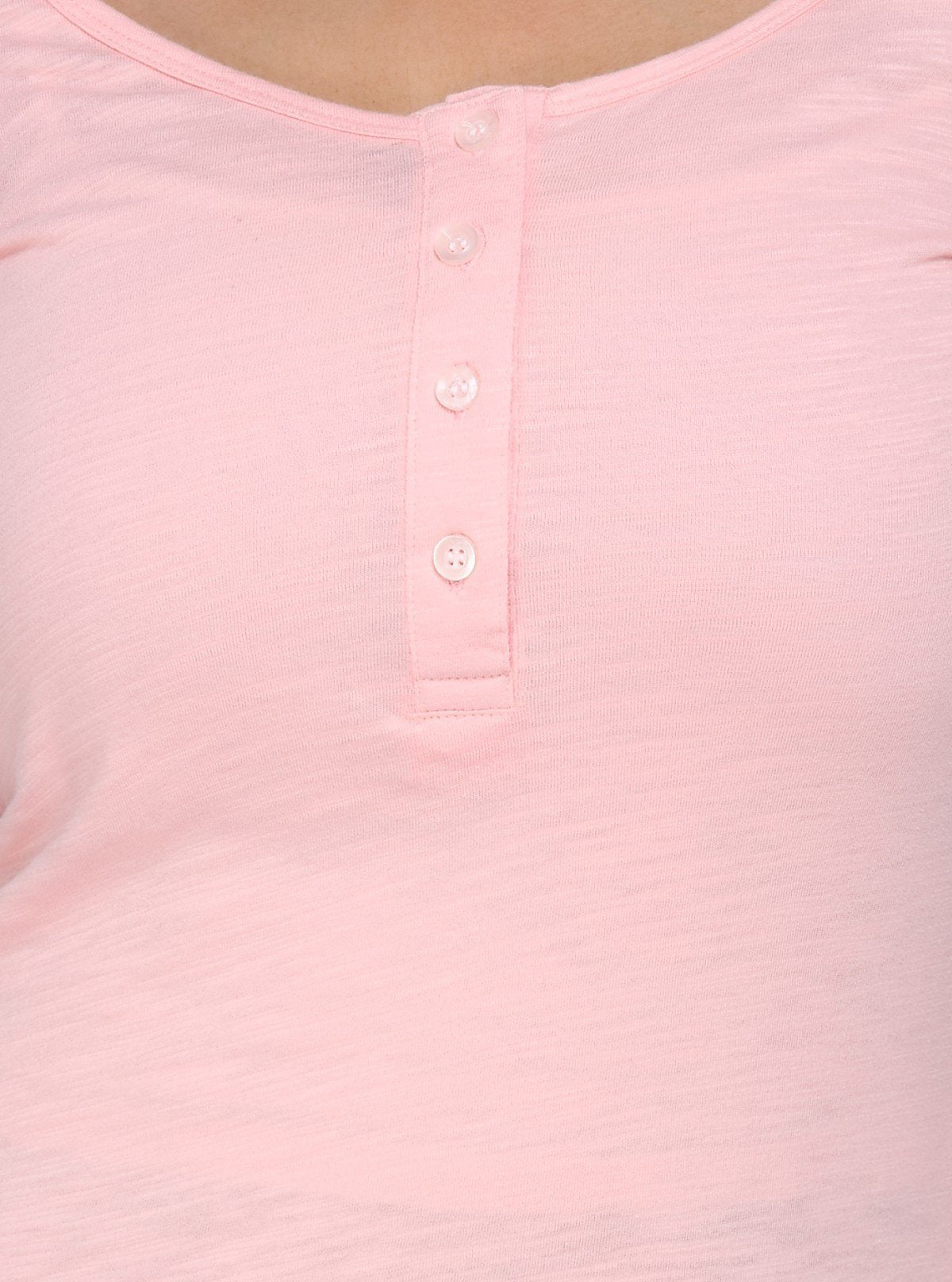 Women's Solid Pink Buttoned Cotton Slub Jersey Long Sleeve Top | Boer & Fitch - Boer and Fitch