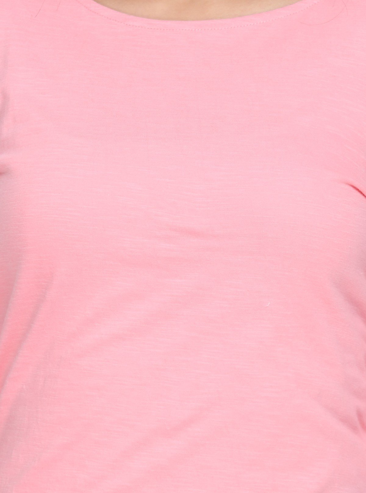 Women's Solid Pink Scoop Neck Long Sleeve Top – Cotton Jersey Slub Knit - Boer and Fitch
