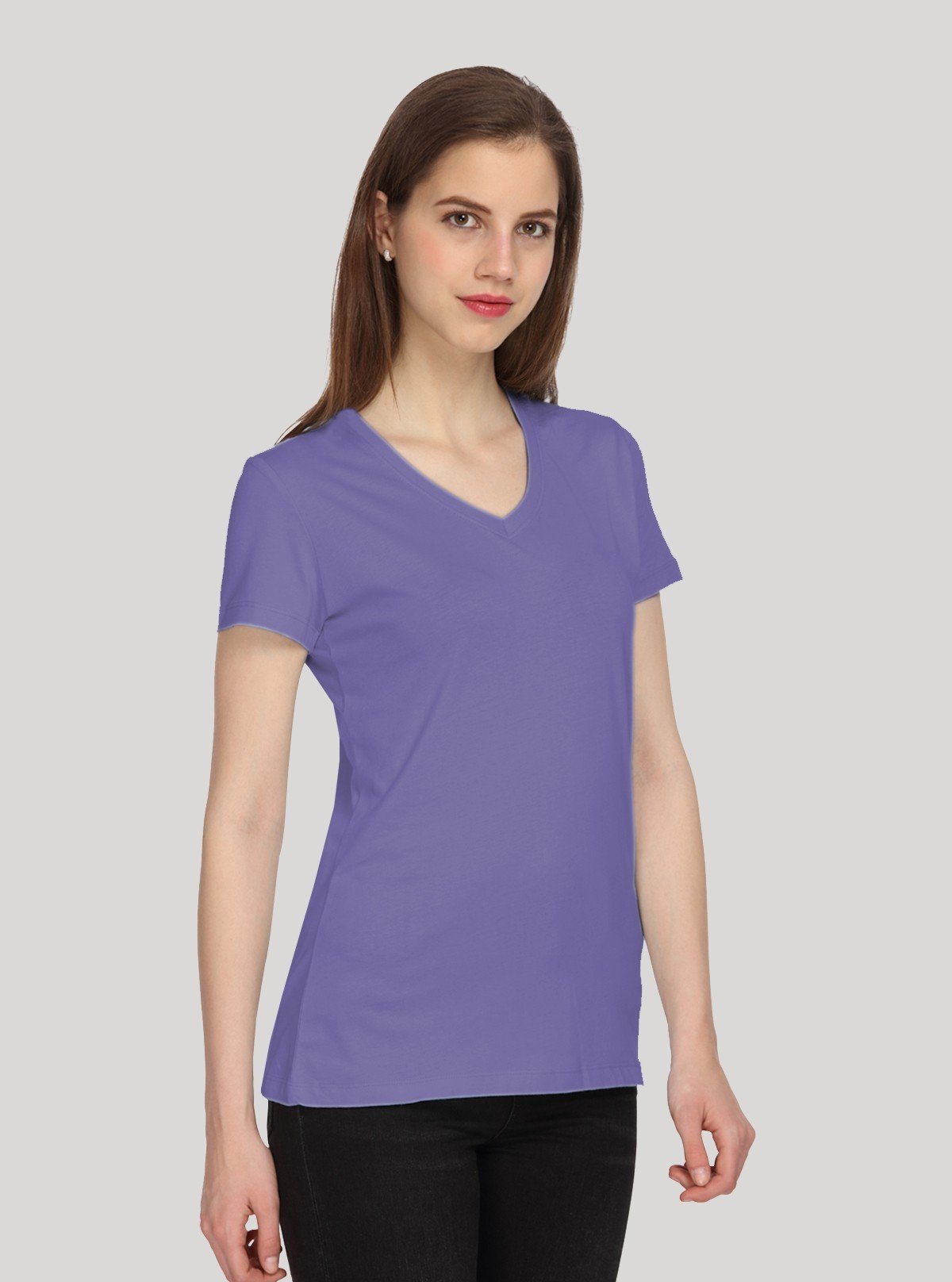 Women’s Solid Purple V - Neck T-Shirt – Casual Cotton Tee | Boer & Fitch - Boer and Fitch