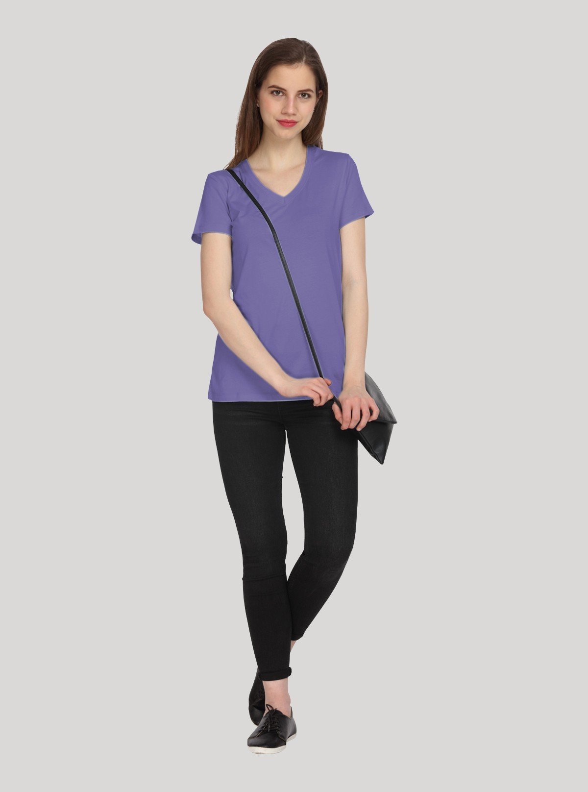 Women’s Solid Purple V - Neck T-Shirt – Casual Cotton Tee | Boer & Fitch - Boer and Fitch