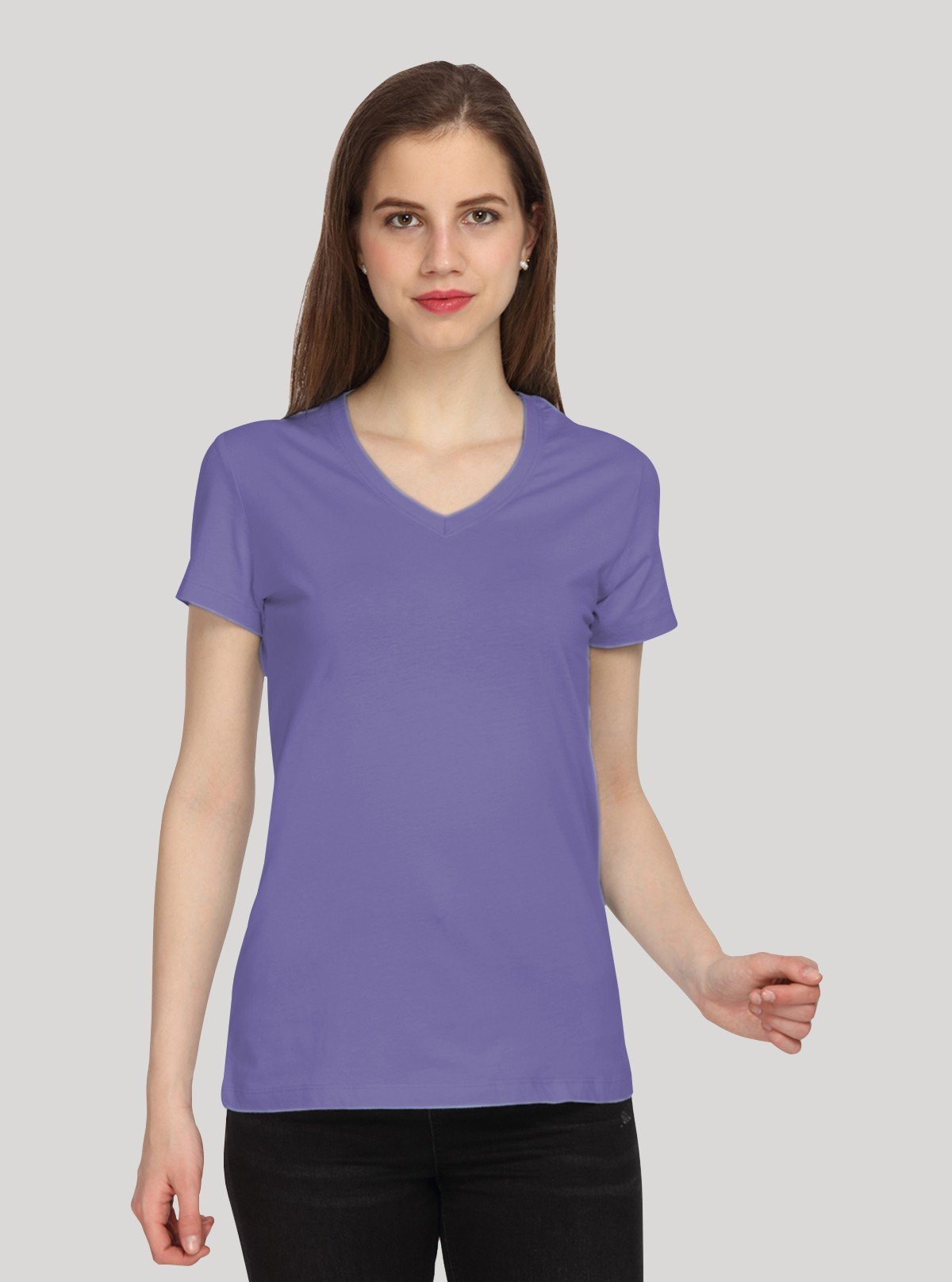 Women’s Solid Purple V - Neck T-Shirt – Casual Cotton Tee | Boer & Fitch - Boer and Fitch