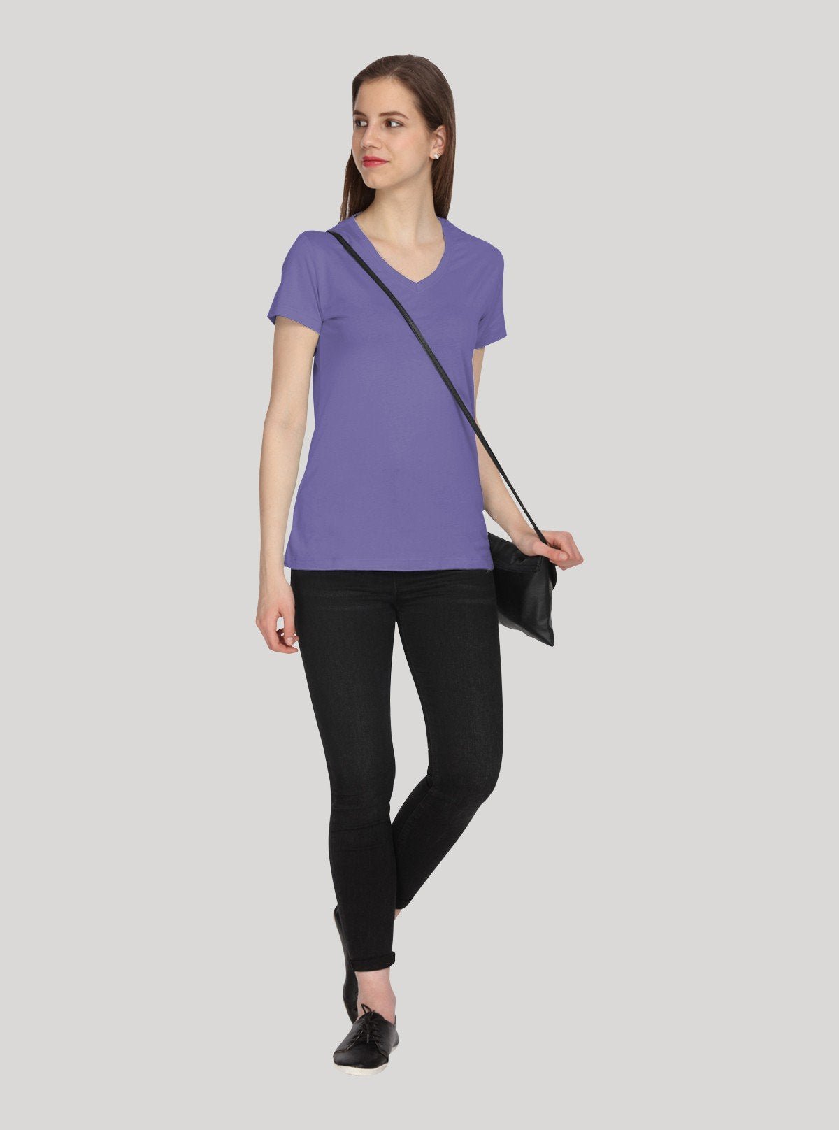 Women’s Solid Purple V - Neck T-Shirt – Casual Cotton Tee | Boer & Fitch - Boer and Fitch