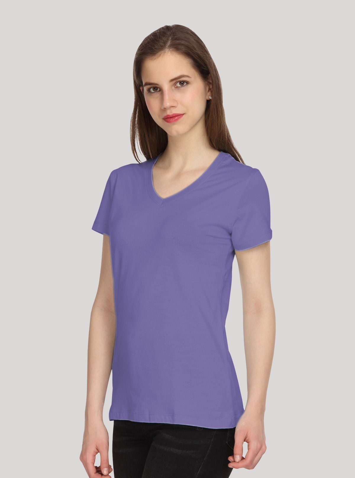 Women’s Solid Purple V - Neck T-Shirt – Casual Cotton Tee | Boer & Fitch - Boer and Fitch
