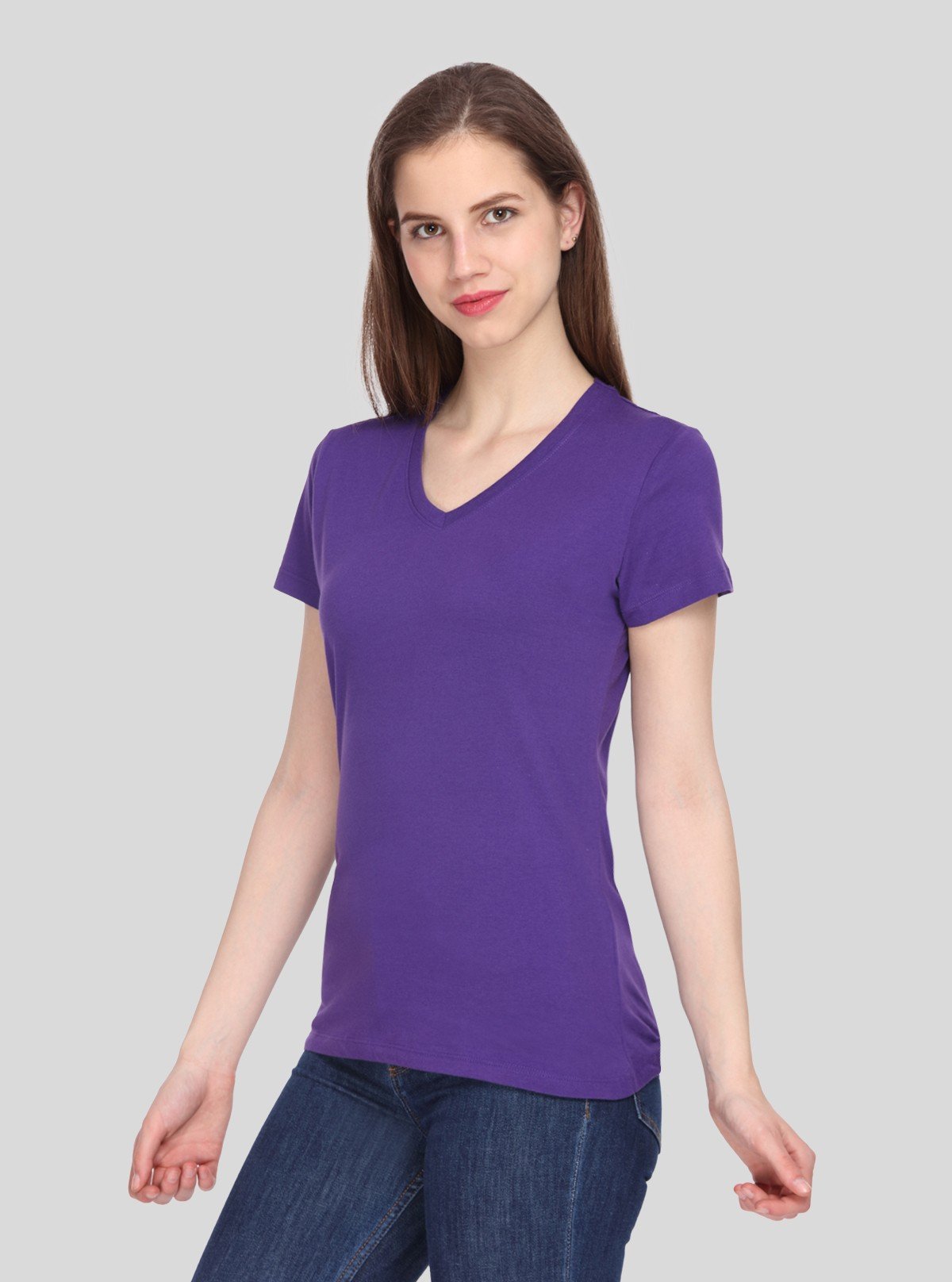 Women’s Solid Violet V - Neck T-Shirt – Casual Cotton Tee | Boer & Fitch - Boer and Fitch