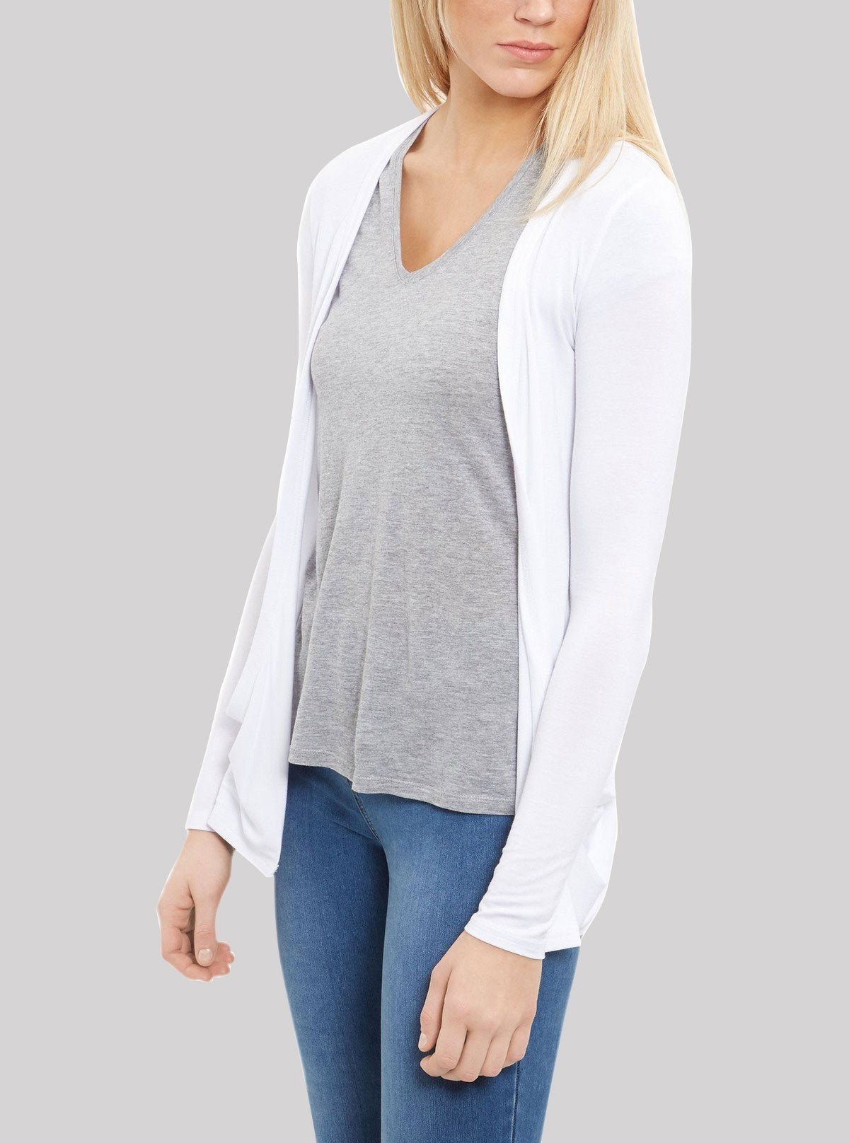 Women's Solid White Feather Touch 100% Cotton Shrug - Boer and Fitch