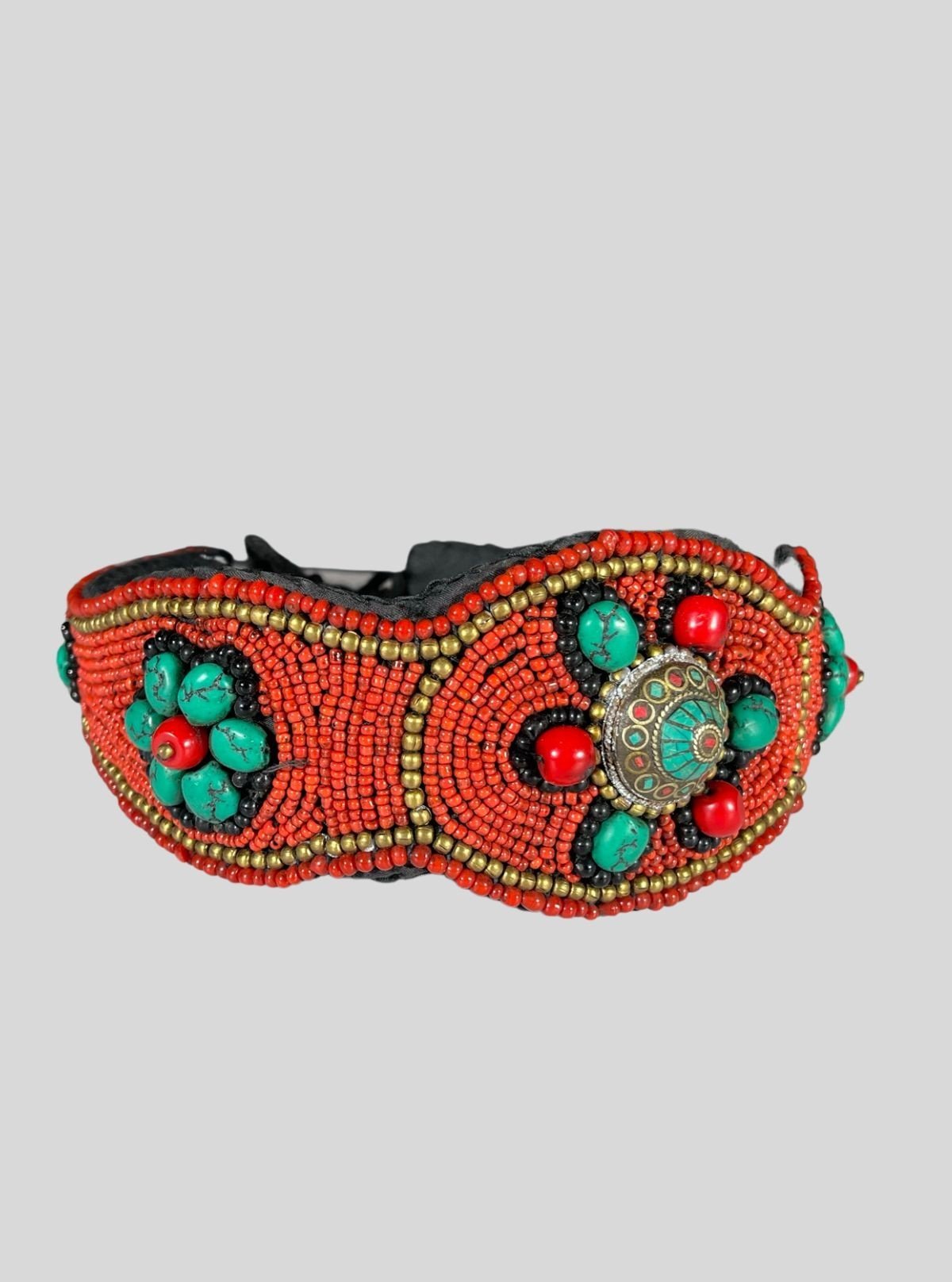Women's Tibetan Style Coral & Glass Beads Waist Band – Ethnic Boho Chic - Boer and Fitch