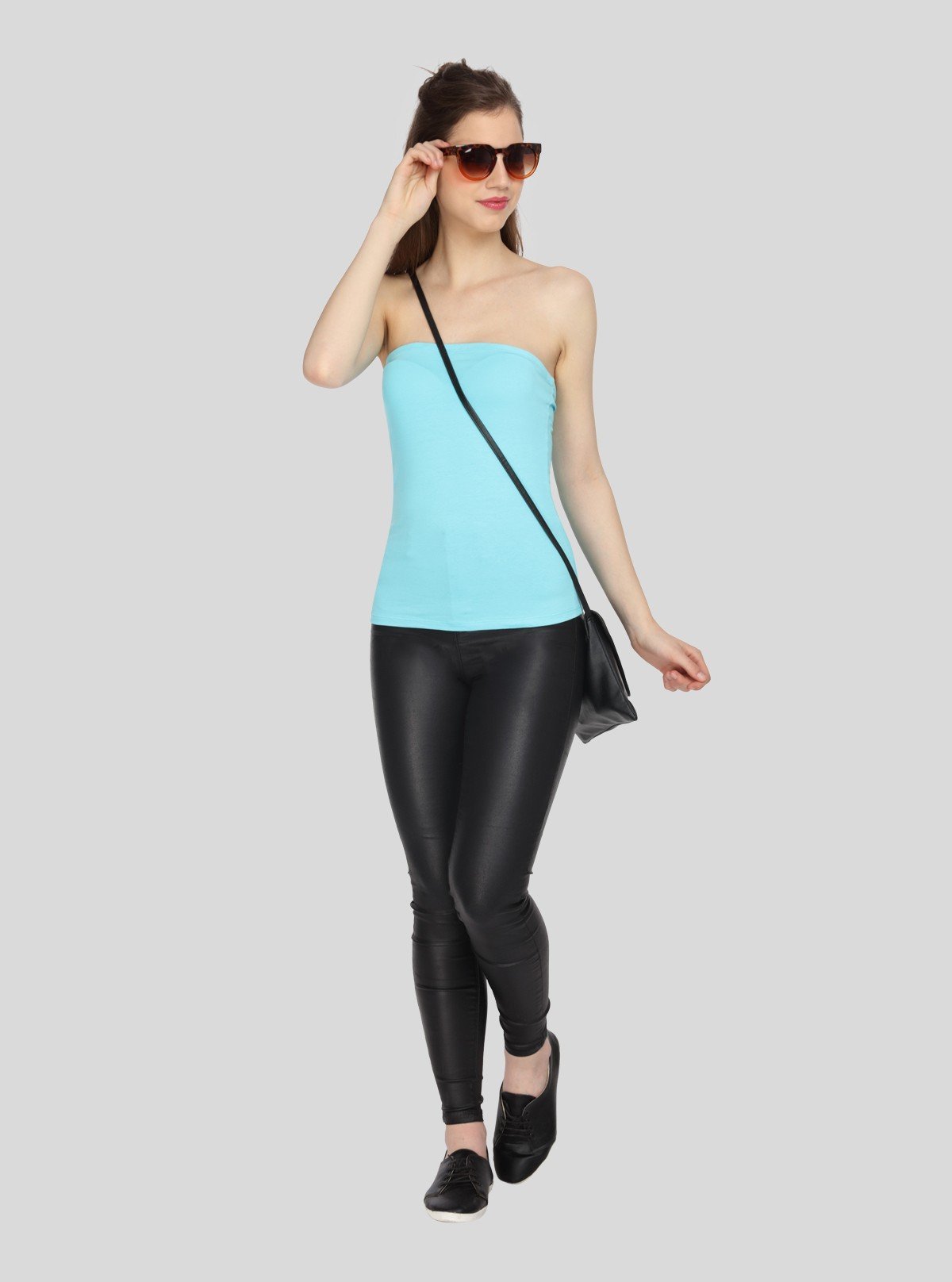 Women’s Turquoise Cotton Elastane Tube Top – Stretch Fit & Summer Fresh - Boer and Fitch