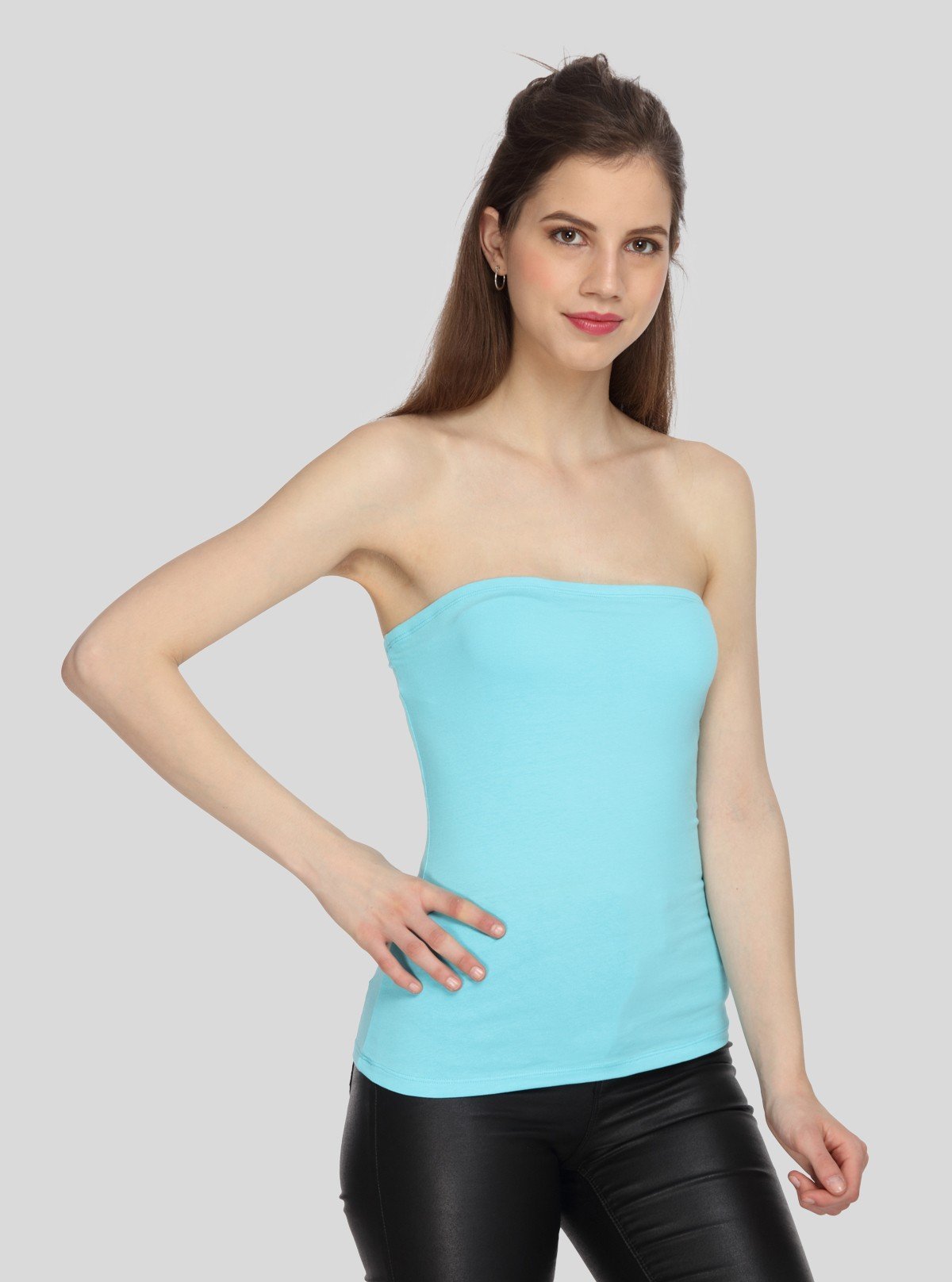 Women’s Turquoise Cotton Elastane Tube Top – Stretch Fit & Summer Fresh - Boer and Fitch