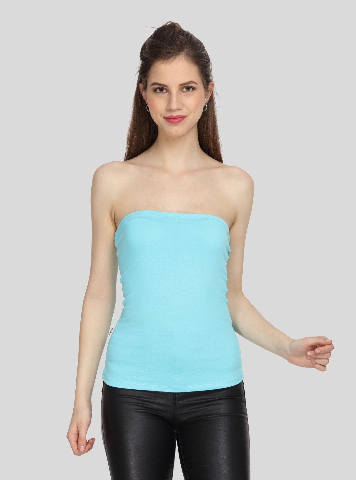 Women’s Turquoise Cotton Elastane Tube Top – Stretch Fit & Summer Fresh - Boer and Fitch