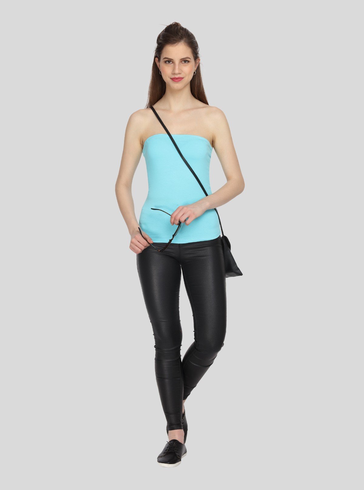 Women’s Turquoise Cotton Elastane Tube Top – Stretch Fit & Summer Fresh - Boer and Fitch