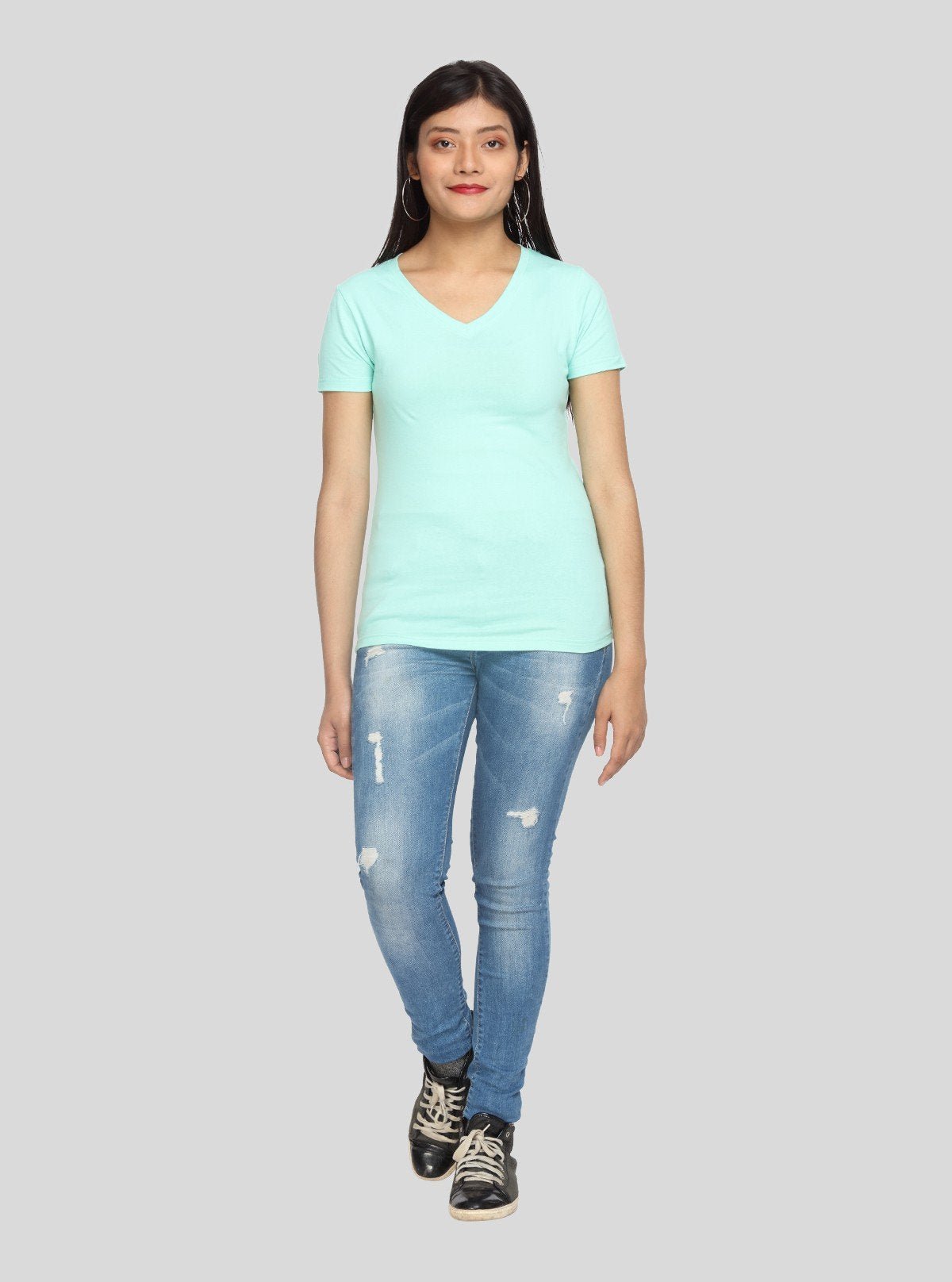 Women’s Turquoise Green V - Neck T-Shirt – Casual Cotton Tee | Boer & Fitch - Boer and Fitch
